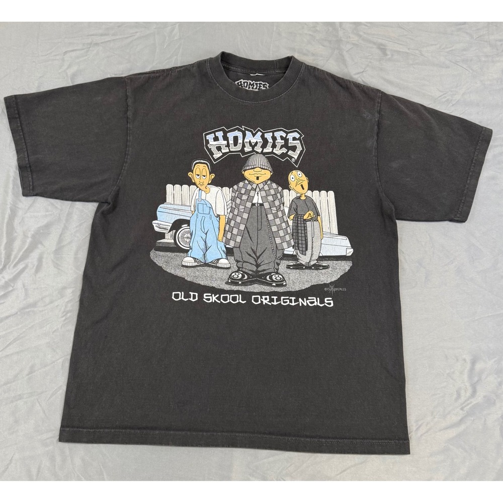 Homies Old Skool Originals Graphic T-Shirt XL Black David Gonzales Lowrider Tee